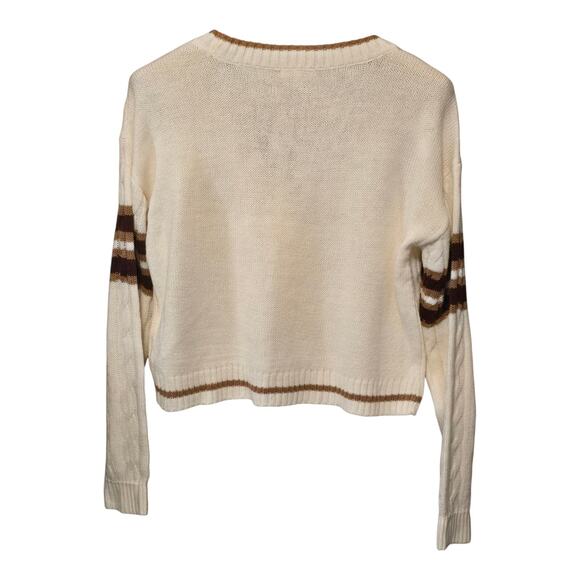 Derek Heart Preppy 90s Womens Cardigan Size Large White Cable Knit Academia NWT - Picture 2 of 12